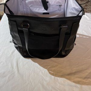 Beta Brand Leather & Canvas Black Tote Purse Euc